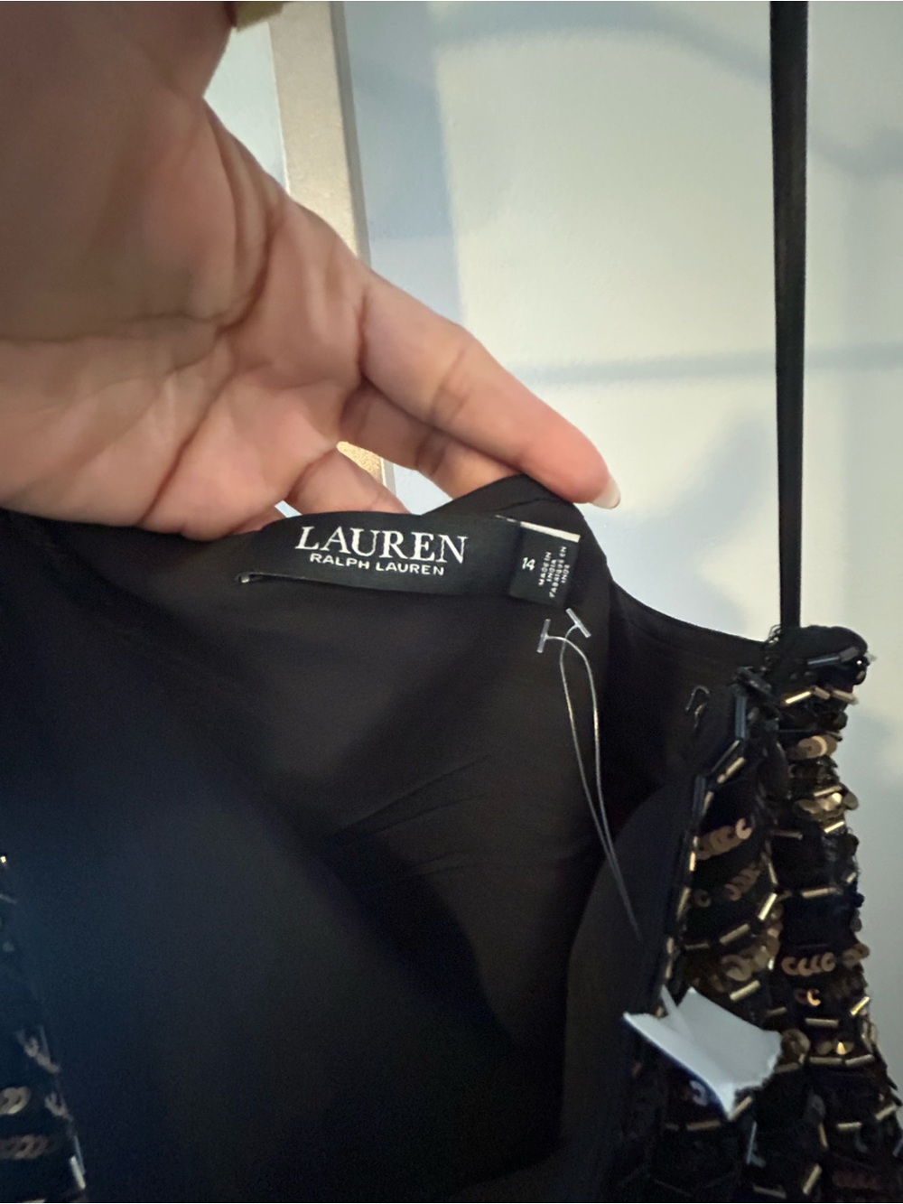 Ralph Lauren Beaded Mesh One-Shoulder Gown - Picture 6 of 6
